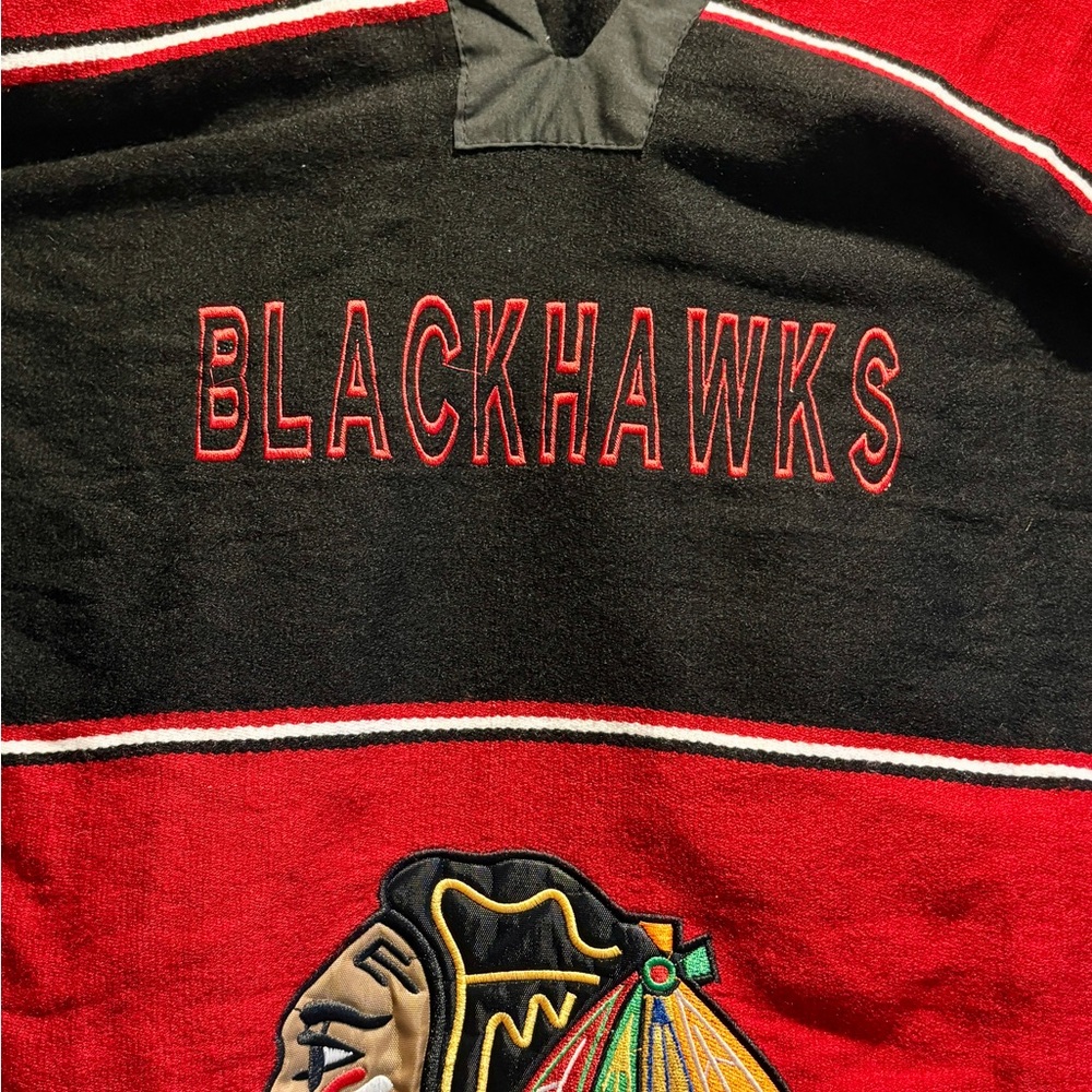 Blackhawks Red and Black Embroidered Poncho